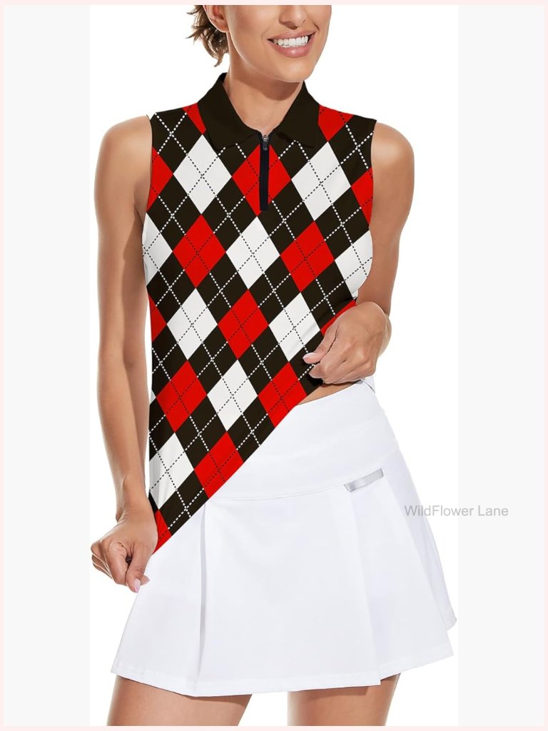 Sleeveless Golf Tank Top Polo Moisture Wicking Upf50+ Athletic Tennis Shirt